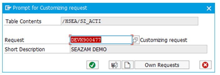 SEAzam - Choose a customizing request